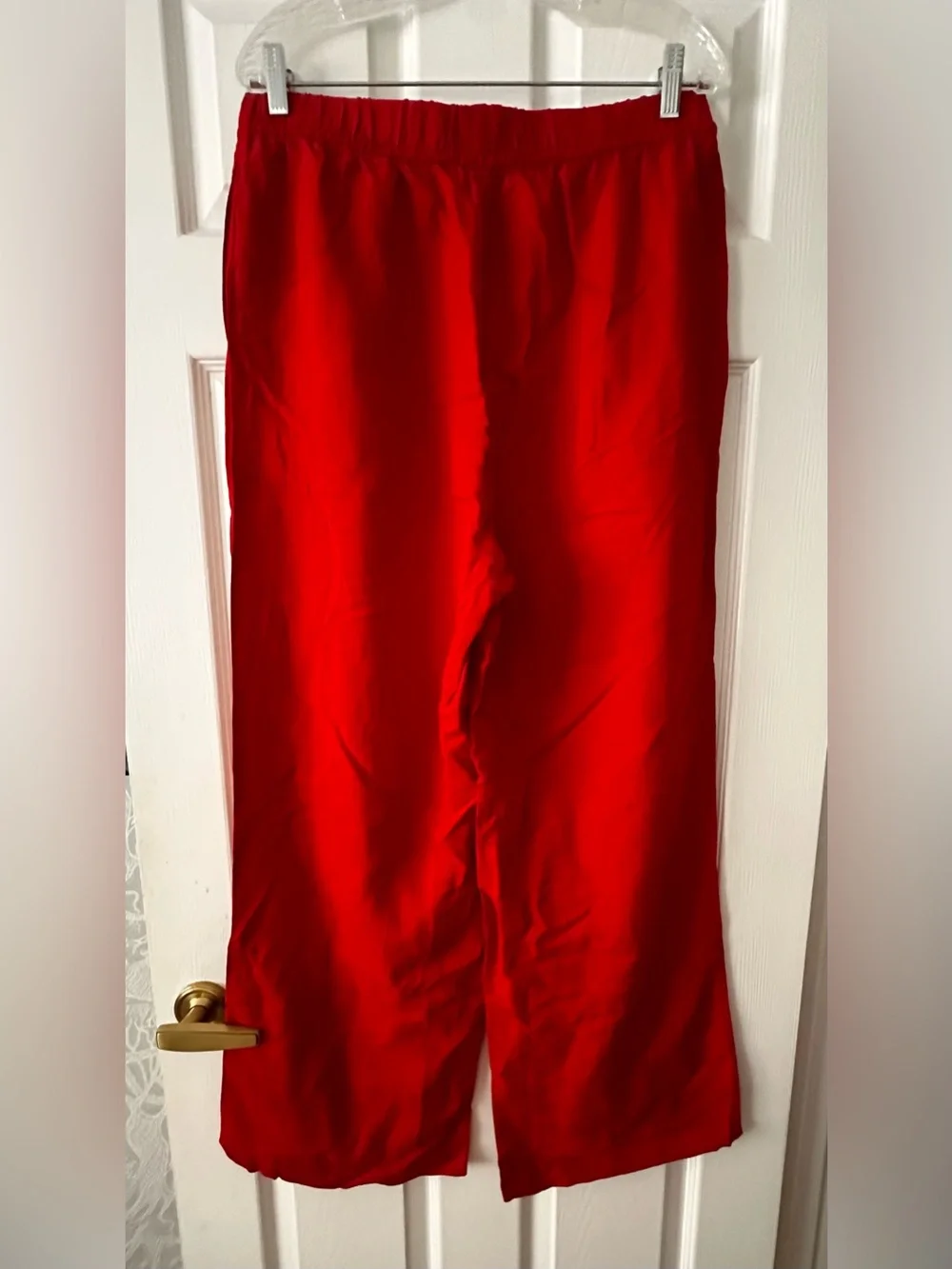 H&M Linen Bland Bright Red Wide-Leg Drawstring Pants